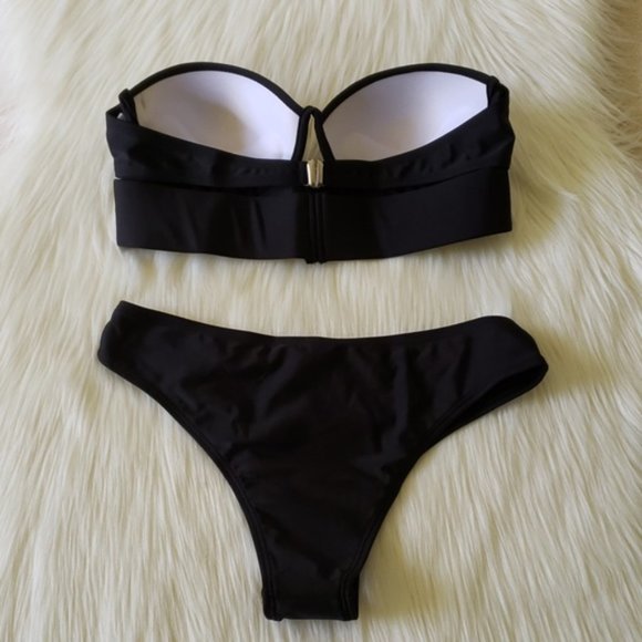 New Black Push Up Underwire Top Bikini Set Swimsuit - Picture 3 of 8
